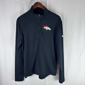 Denver Broncos Nike Running Sweater Men Medium Black 1/4 Zip Pullover Thumbholes